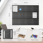MaxGear Large Cork Board for Wall 48" x 36" Dark Gray Bulletin Board, 12 Pack Felt Wall Tiles with Pushpins, Cork Boards for Office Pin Board Tack Board for Photo Meno Decor