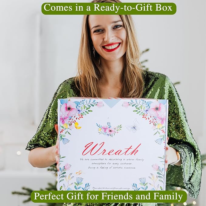 Lambs Ear Eucalyptus Front Door Wreath Year Round, 20" Handmade Green Farmhouse Spring Summer Wreath for Porch Wall Outdoor Indoor Home Decorations