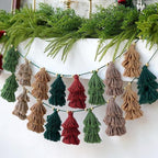 Breling 2 Pcs Christmas Boho Tassel Garland with Wood Beads 60 Inch Rustic Hanging Decor in Neutral Earth Tones Holiday Banner Woodland Office Fireplace Mantel Wall Christmas Decoration Indoor Outdoor