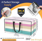 Clear Storage Bags with Zipper, Large Moving Bags Heavy Duty Extra Large, Plastic Storage Totes for Clothes, College dorm Packing Bag with Strong Handles