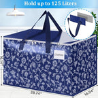 HomeHacks Moving Bags, Extra Large Size Moving Boxes, Heavy Duty Luggage Bags with Smooth Zipper and Sturdy Handles, Large Capacity & Easy Loading Storage Totes for Space Saver 125L, 8-Pack, Blue