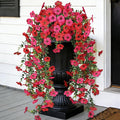 Artificial Hanging Flowers for Outdoors,No Fade 2 Bundles Fake Silk Flowers for Outside, Realistic Faux Plants Decorations for Hanging Baskets, Planters-Porch, Patio, Yard Decor