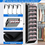 Heavy-Duty, Over The Door Shoe Organizer, Extra Large 10 Tiers, Over Door Shoe Organizer, Coated Hooks Grip Firmly Without Scratching Paint,75LB, Door Shoe Rack,Grey