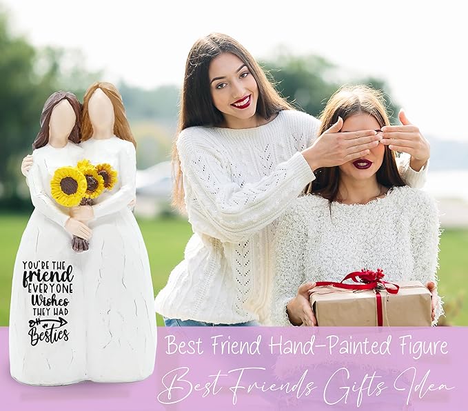 Friendship Gifts for BFF, 6” Best Friends Sculpted Hand-Painted Figurine Statue, Friendship Gift for Besties Birthday Gifts for Women, Christmas, Thanksgiving, Gift for Best Friend Birthday