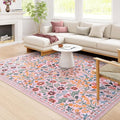 Moynesa Floral 8x10 Area Rugs for Living Room, Washable Large Pink Bedroom Rug 8x10, Non Slip Ultra Thin Boho Flower Indoor Floor Carpet for Girls Room Nursery Playroom, Pink