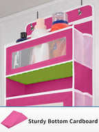 JARLINK Over The Door Organizer Storage, 5 Shelf Hanging Door Organizer with 5 Large Capacity Pockets, Anti Tilt 44 lb Load Behind Door Storage for Bedroom, Bathroom, Pantry, Nursery, Rose Pink