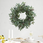 Olive Wreaths 20 Inch Wreath for Front Door with Purely Handmade Realistic Dense Olive Leaf Olive Berry, Elegant Home Decor Wreath Ideal for Front Doors, Hallways, Any Area You Want to Brighten