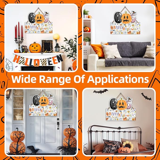 1PCS Halloween Decoration Wooden Wall Sign, Boo Hanging Sign for Front, Happy Halloween Welcome Sign, Wall Decor for Room Party Indoor Home Decor, Party Decor Supplies