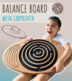 Wooden Balance Board Maze, Fun Fitness Tool for Kids and Adults, Wobble Balance Board, Natural Beech Wood Montessori Toy, Core Strength, Fitness, Training, Physical Therapy