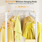P4 Rolling Clothes Rack Heavy Duty, Clothing Racks for Hanging Clothes, Freestanding Garment Racks with Wheels, Metal Portable Closet Rack 35.5''W × 20.5''D × 80.5''H, Max Load 560Lbs, White