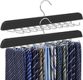 Tie Rack Hanger for Closet 20 Foldable Hooks, 2 Pack Wooden Non Slip Large Capacity Space Saving Tie and Belt Organizer with 360°Rotating Hooks for Tank Tops Bras Scarves Hat