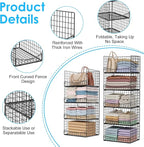 JKsmart 4-Tier Stackable Closet Organizers and Storage Shelves, Extend Clothing Closet Shelf Bins for Jeans Pants Sweaters - Wardrobe Cupboard Clothes Organizer System-Wider Mouth Design
