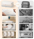 Comforter Storage Bag - 130L Large Capacity Blanket Storage Bags 4-Layer Ultra Space Saving Self Compression Organizer, Washable Compression Bags for Storage Comforter Blanket, 2-Pack, Beige