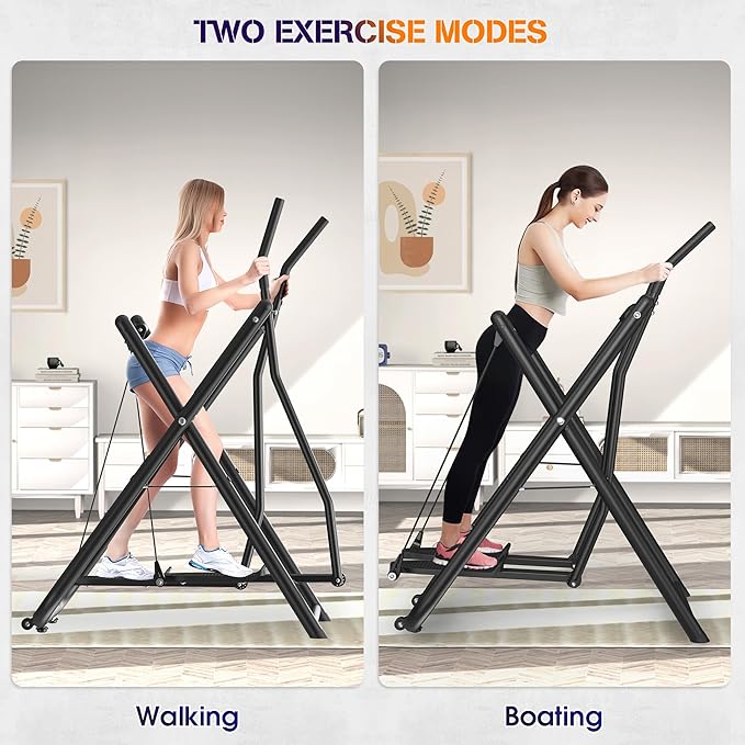 Air Walk Elliptical Glider Machine - 600LBS Capacity, Fully Assembled Low-Impact Design for Home Gym Cross-Training Arm & Leg Cardio Workout-New Version