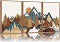 SIGNINART Vintage Mountain Framed Canvas Wall Art, Boho Sunrise Art Prints, Forest Nature Wilderness Art Paintings, Modern Farmhouse Woodcut Style Wall Decor for Living Room Bedroom, Office 16"x24"x3