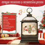 Christmas Snow Globe Lantern with Snowmen 8 Music Songs & 6H Timer Water Snow Globe Lantern USB & Battery Operated for Christmas Festival Decorations Gifts (Two Snowmen)