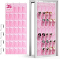 WVM Over the Door Shoe Organizer with 35 Breathable Mesh Pockets, Hanging Shoe Organizer for Door with 4 Metal Hooks, Large Capacity Closet Storage for Shoes, Accessories