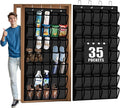 Aheroi 35 Pockets Large Over the Door Organizer, Breathable Mesh Pockets Hanging Shoe Organizer, Black Door Shoe Organizer Mesh Closet Shoe Holder Hanger Holds Up to 40 lbs, Space Saving Shoe Rack