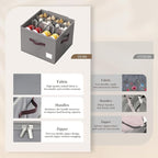 Criusia Shoe Organizer for Closet, 3 Pack Shoe Organizer with Transparent Cover and Sturdy Handles, Closet Shoe Storage for Sneakers Sandals Slippers, Fit 12-16 Pairs, Gray