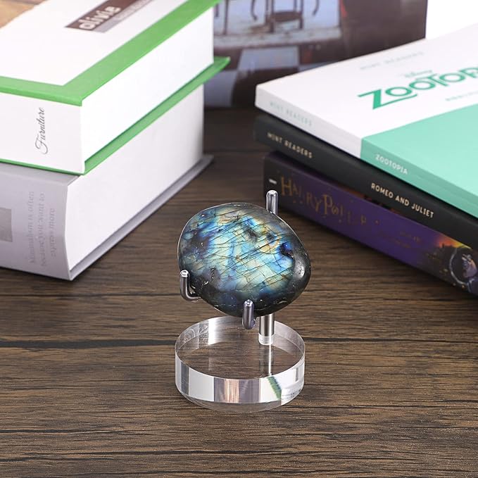 Hipiwe Adjustable Metal Arms Display Stand Easel with Acrylic Base Display Easel Holder for Fossil Coral Geodes Rock Mineral Agate Crystals Seashell and Small Collectibles