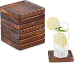 Wooden Coasters for Drink-Coasters Set of 8,Acacia Wood Drink Coasters Set for Coffee Table Decor, Modern Cup Coaster for Kitchen Accessories Cute Beer Bar Decorative Rustic Outdoor Coasters