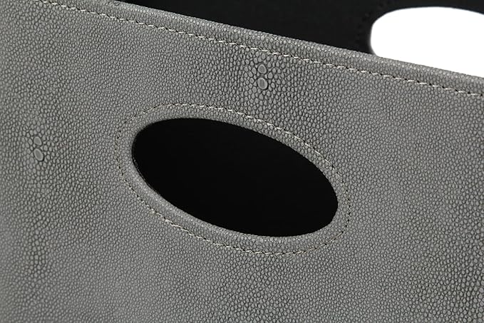 HofferRuffer Magazine Basket Holder, Foldable Magazine Rack, Document File Holder Organizer, File Folder, Newspaper Storage Bin Organizer for Home or Office (Dark Grey Shagreen)