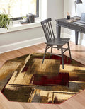 Unique Loom Barista Collection Area Rug - Timor (7' 1" Octagon, Multi/Red)