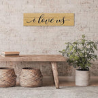 Rustic Wood Sign I Love Us Inspirational Quote Distressed Look Decorative Wooden Sign Vintage Wall Hanging Art Plaque Wall Decoration Home Decor for Farmhouse Room Door Porch Family Sign