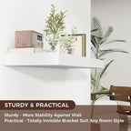 Venusmiles Floating Shelves for Wall, 40" W x 12" D x 2" H, 1 Pack of Long Wall Mounted Engineered Wood Shelves with Invisible Brackets for Living Room, Bedroom, Bathroom, Kitchen Decor, White