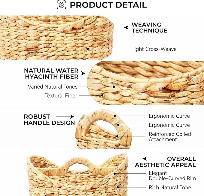 Magazines Holder - Wicker Magazine Rack, Handwoven Magazine Holders for Bathroom, Magazine Organizer for Books, Newspaper, Water Hyacinth Magazine Basket with Handle, 14x11.5x6.7inch