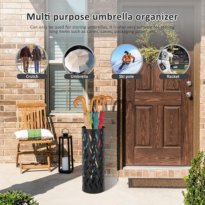 Umbrella Storage | Metal Organizer Standing | 15x15x42cm Umbrella Stand Rack Bin - for Indoor Living Room Entryway Hallway Balcony Office Hotel Reception Lounge Restaurant