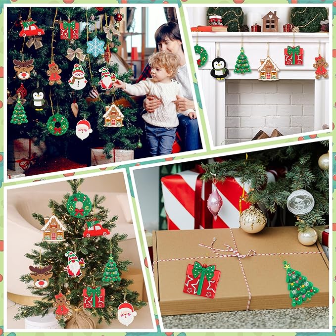 kockuu Christmas Ornaments for Tree Decorations, 36pcs Soft PVC Hanging Ornaments Snowflake Gingerbread House Snowman for Christmas Tree Gift Box, Winter Holiday Party, Home, Office Decor