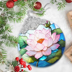 Lotus Stained Glass Orament - Christmas Ornament - Christmas Decorations for Tree - Holiday Present ldeas - Gift Exchange