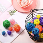 Patelai 36 Pcs Wicker Rattan Balls Decorative Balls for Vase Centerpiece Bowls Orbs Filler for Home Decor,4 Sizes(Multicolored,2.4'',2'',1.6'',1.2'')
