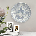 250th Anniversary Decorative Plates 8 Inch Patriotic Decorations Commemorative Plates with Stand Semiquincentennial 4th of July Veterans Day Home & Office Colonial Toile Design