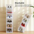 AWTATOS Shoe Boxes with Magnetic Door, Stackable Shoe Storage Organizer with Lids, Folding Shoe Rack for High Heels, Thickened Sneaker Storage Container, 6 Pack, Clear