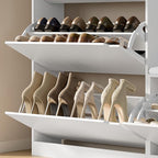 Shoe Cabinet with Bench and 3 Flip Drawers, Slim Narrow Shoe Storage Cabinet, Freestanding Shoe Rack Organizer with Adjustable & Removable Shelves, Anti-Tip for Entryway, Hallway, Foyer
