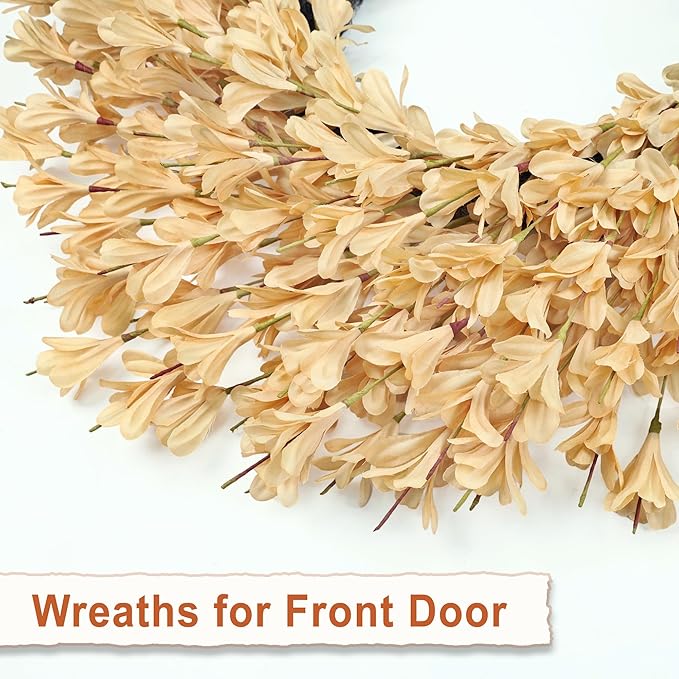 26 Inch Fall Wreaths for Front Door Outside，Realistic Autumn Wreath Outdoor，Large Halloween Thanksgiving Artificial Flowers Wreath，Fall Decorations for Home Front Porch Yard Window Farmhouse Decor