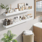 Fun Memories Floating Shelves 48 Inch, Extra Large Wood Shelf Set of 2, Hanging Wall Shelves for Bathroom, Living Room, Kitchen, Bedroom, White