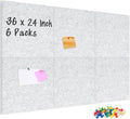 DOLLAR BOSS Felt Cork Board Tiles, 6 Packs 12" x 12" 1/2" Thick Cork Bulletin Board Self Adhesive Corkboards for Walls with 60 Pushpins for Home Office Kitchen School Decor Display, Light Grey
