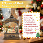 Christmas Snow Globes, Light Up Snow Globe with 6H Music Timer, Auto Snowfall, USB or Battery Powered, Christmas Globe with Santa Snow Globe Scene, Indoor Christmas Decorations for Home, Retro Gold