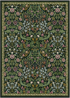 Moynesa Floral Washable 5x7 Rug, Green Area Rugs for Living Room, Non Slip Boho Dining Room Rug Under Table, Botanical Ultra Thin Floor Carpet for Bedroom Home Office, Green