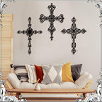 Soaoo 6 Pcs Wooden Wall Crosses Decor Religious Antique Hand Carved Wall Hanging Cross for Home Decor Decorative Cross Catholic Crucifix for Living Room, 12 x 8 Inch