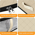 StorageRight Under Bed Storage Bags 10 Pack, 40L Large Clothes & Comforter Storage Containers with Clear Window, Breathable Fabric Organizer for Blankets, Bedding, Seasonal Clothing, Beige