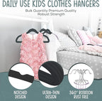 50 Premium Kids Velvet Hangers - 14" Non-Slip Clothes Hangers for Kids & Preteens - Ultra Slim, Space-Saving, Strong & Durable Hangers with 360° Swivel Hook - Black
