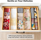 4 Pack Deep Drawer Dividers, 6" High Bamboo Expandable Drawer Organizers, 17-22" Adjustable Tension Separators, Large Drawer Dividers for Kitchen, Bedroom Dresser, Baby Nursery & Bathroom