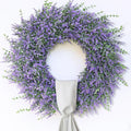 26" Artificial Lavender & Eucalyptus Wreath with Sash for Front Door, Porch, Window - Large Greenery Outdoor Wreath for Home, Farmhouse Decor - Spring, Summer, All Seasons (Purple)