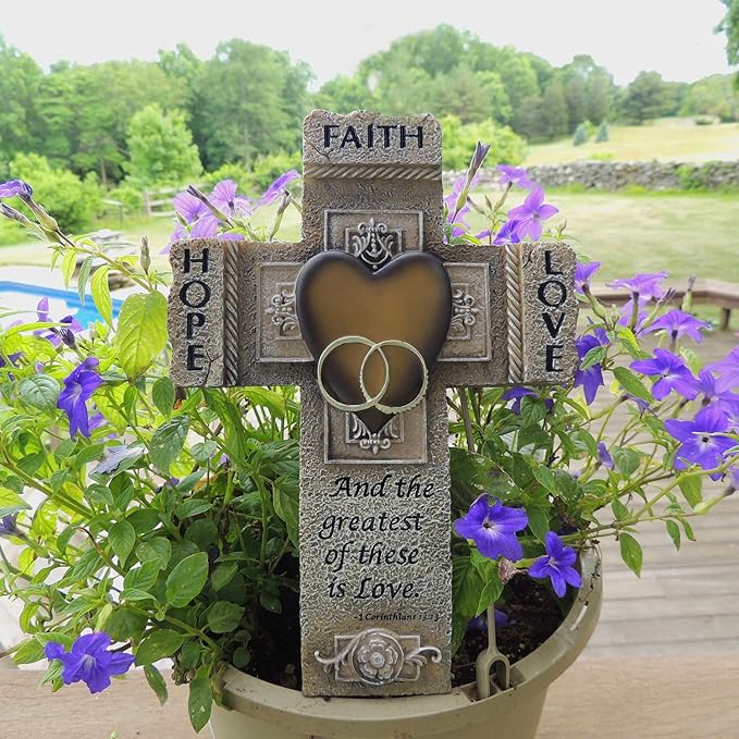 Faith, Hope, and Love Marriage Wall Cross, Wedding, Engagement, and Vow Renewal Couples Gift, Wall Crosses with Bible Verse, 7.25-inch by 10.5-inch, by Abbey & CA Gift