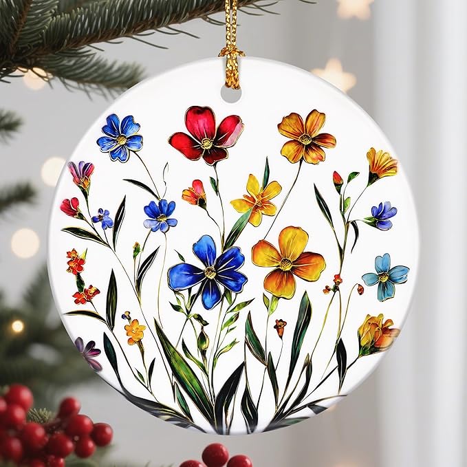 Flower Hanging Ornament, Christmas Ornaments, Xmas Decorations for Tree, Ornaments for Christmas Tree, Holiday Ornament, Flower Themed Gifts, Holiday Party Gifts, Xmas Gift Ideas - Wildflower