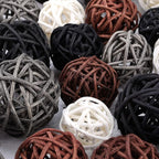 Patelai 36 Pcs Wicker Rattan Balls Decorative Balls for Vase Centerpiece Bowls Orbs Filler for Home Decor,4 Sizes(White, Dark Gray, Brown, Black,2.4'',2'',1.6'',1.2'')